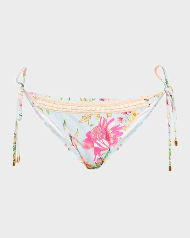 Carrie Floral Crochet-Trim Bikini Bottoms